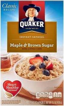 Kosher Quaker Instant Oatmeal Maple & Brown Sugar 10 Packets