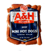 Kosher A & H Beef Mini Hot Dogs 12 oz