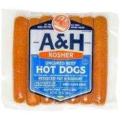 Kosher A&H Uncured Beef Hot Dogs 12 oz