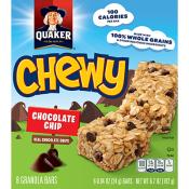Kosher Quaker Chewy Chocolate Chip Granola Bar Box of 8