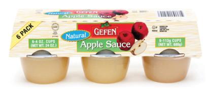 Kosher Gefen Natural Applesauce 6 - 4 oz