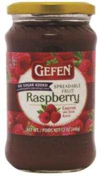 Kosher Gefen No Sugar Added Raspberry Spreadable Fruit 12 oz