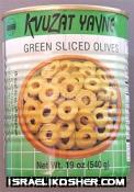 Kvuzat yavne green sliced olives