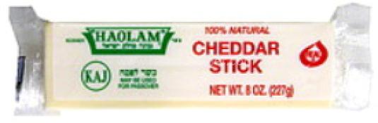 Kosher Haolam 100% Natural White Cheddar Stick 8 oz