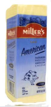 Kosher Miller's American White Cheese 108 Slices 3lbs.