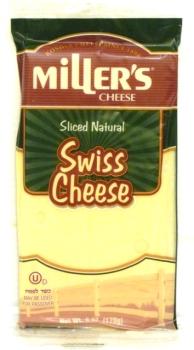 Kosher Miller's Sliced Natural Swiss Cheese 6 oz