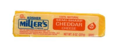 Kosher Miller's Semi-Sharp Cheddar Cheese 8 oz