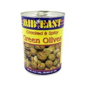Kosher Mid east cracked & spicy green olives 19 oz