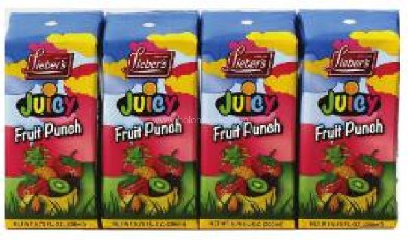 Kosher Lieber's Juicy Fruit Punch Juice Box 4 - 200 ml Pack