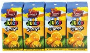 Kosher Lieber's Orange Drink Juice Box 4 - 200 ml Pack