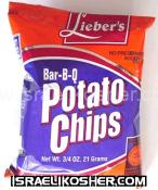 Lieber's bbq potatoe chips 21 grams kp