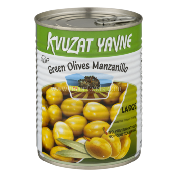 Kosher Kvuzat Yavne Green Olives Manzanillo 19 oz (Large)