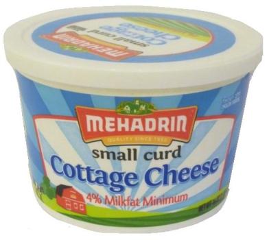 Kosher Mehadrin Small Curd Cottage Cheese 4% Milk Fat 16 oz