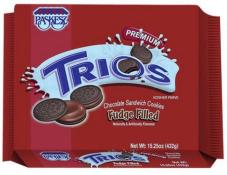 Kosher Paskesz Trios Original Chocolate Sandwich Cookies Fudge Filled 15.5 oz