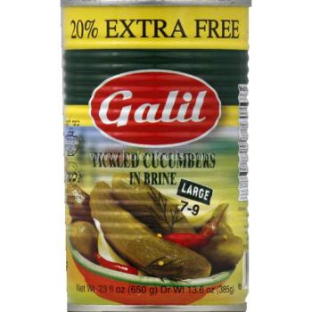 Kosher Galil cucumber pickles 7-9 in brine 23 oz